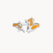 Corgi Dog Silver Ring and Earrings Set